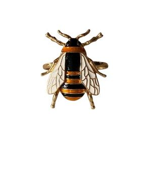 SHIDOW Bumble Bee Napkin Ring Set - Gold, Black & White